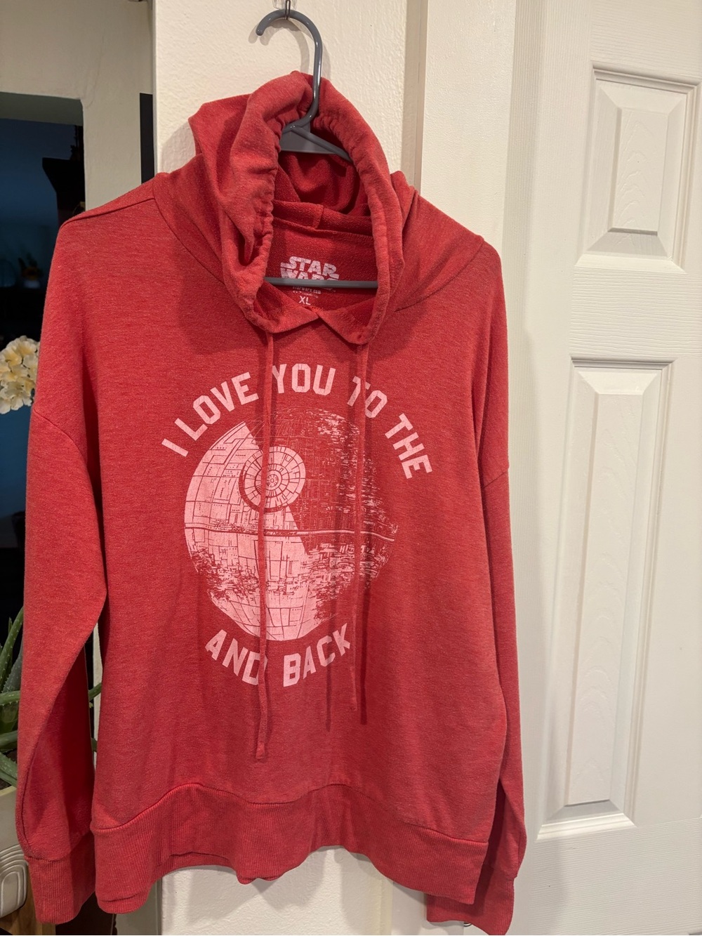 Star Wars Red Men's Zip-Up Style Sweater with Death Star Graphic
